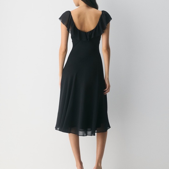 Aritzia Wilfred Apostrophe Dress Chiffon V Neck Midi Black - Picture 2 of 5